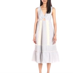 Thakoon coastal stripe crochet insert keyhole dress